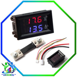 KIT VOLTIMETRO AMPERIMETRO 0,28 PULGADAS 100V 100A CON SHUNT