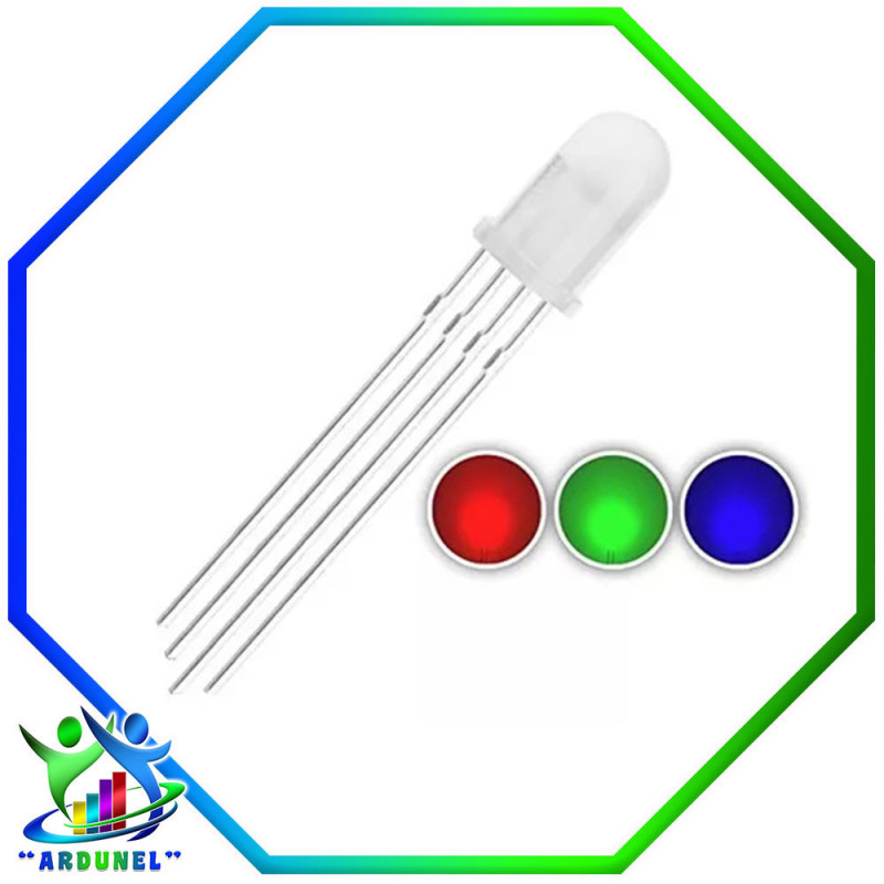 LED RGB CATODO COMUN  4P 5MM DIFUSO LED RGB CATODO COMUN  4P 5MM DIFUSO