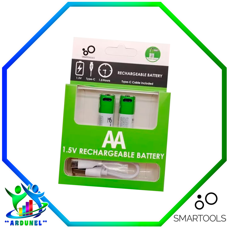 BATERIA AA  LI-ION RECARGABLE USB TIPO C (PAR) BATERIA AA  LI-ION RECARGABLE USB TIPO C (PAR)