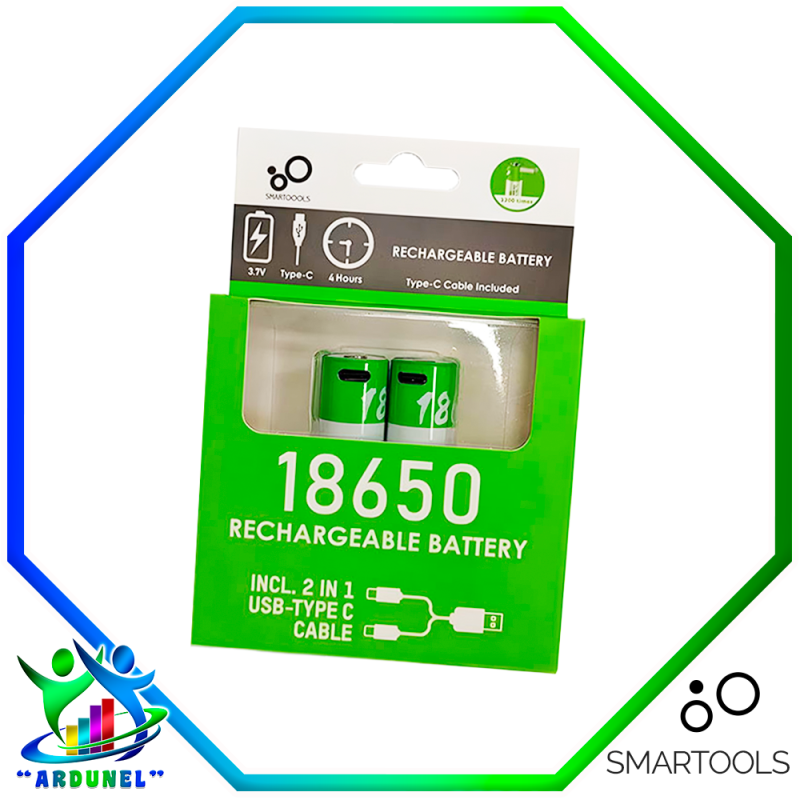 BATERÍA 18650 3.7V  2000mAh  LI-ION RECARGABLE USB TIPO C (PAR) BATERÍA 18650 3.7V  2000mAh  LI-ION RECARGABLE USB TIPO C (PAR)