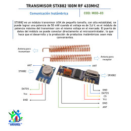 KIT MÓDULO FR 433MHZ TRANSMISOR STX882 100M KIT MÓDULO FR 433MHZ TRANSMISOR STX882 100M