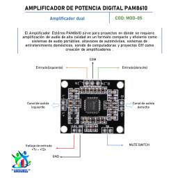 MODULO AMPLIFICADOR DE POTENCIA DIGITAL PAM8610 ESTÉREO DE DOBLE CANAL 2X15W MODULO AMPLIFICADOR DE POTENCIA DIGITAL PAM8610 ESTÉREO DE DOBLE CANAL 2X15W