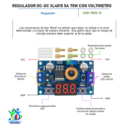 MÓDULO XL4015 REGULADOR AJUSTABLE 5A 75W CON VOLTIMETRO 4,0-38V A 1,25-36V MÓDULO XL4015 REGULADOR AJUSTABLE 5A 75W CON VOLTIMETRO 4,0-38V A 1,25-36V