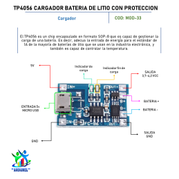 MODULO TP4056 1A CARGADOR BATERÍA LITIO CON PROTECCIÓN MICRO USB MODULO TP4056 1A CARGADOR BATERÍA LITIO CON PROTECCIÓN MICRO USB