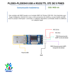 MÓDULO PL2303 PL2303HX USB A RS232 TTL STC DE 5 PINES MÓDULO PL2303 PL2303HX USB A RS232 TTL STC DE 5 PINES