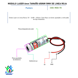 MODULO LASER 6MM TAMAÑO 650NM 5MW DE LINEA ROJA Y PUNTO 5MW MODULO LASER 6MM TAMAÑO 650NM 5MW DE LINEA ROJA Y PUNTO 5MW