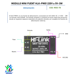 MODULO MINI FUENTE HLK-PM01 220V A 5V 3W MODULO MINI FUENTE HLK-PM01 220V A 5V 3W