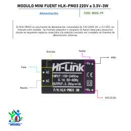 MODULO MINI FUENTE HLK-PM03 220V A 3.3V 3W MODULO MINI FUENTE HLK-PM03 220V A 3.3V 3W