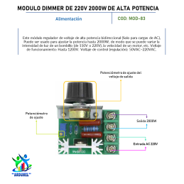 MODULO DIMMER DE 220V 2000W DE ALTA POTENCIA MODULO DIMMER DE 220V 2000W DE ALTA POTENCIA