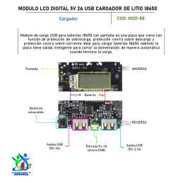 MODULO LCD DIGITAL 5V 2A USB CARGADOR DE LITIO 18650 MODULO LCD DIGITAL 5V 2A USB CARGADOR DE LITIO 18650