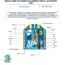MODULO XBEE S2C ZIGBEE INALAMBRICO 1200 MTS. BLUETOOTH WIFI MODULO XBEE S2C ZIGBEE INALAMBRICO 1200 MTS. BLUETOOTH WIFI