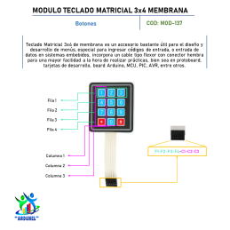 MODULO TECLADO MATRICIAL 3 X 4 MEMBRANA MODULO TECLADO MATRICIAL 3 X 4 MEMBRANA