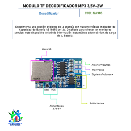 MODULO TF DECODIFICADOR MP3 3,5V 2W MODULO TF DECODIFICADOR MP3 3,5V 2W