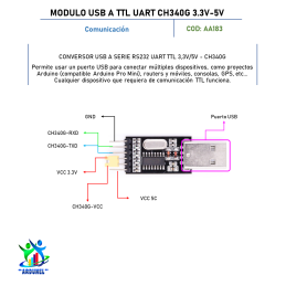 MODULO USB A TTL UART CH340G 3.3V 5V MODULO USB A TTL UART CH340G 3.3V 5V