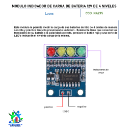 MODULO INDICADOR DE CARGA DE BATERIA 12V DE 4 NIVELES MODULO INDICADOR DE CARGA DE BATERIA 12V DE 4 NIVELES