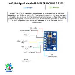 MODULO GY-45 MMA8452 ACELERADOR DE 3 EJES MODULO GY-45 MMA8452 ACELERADOR DE 3 EJES