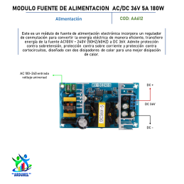 MÓDULO FUENTE DE ALIMENTACIÓN AC-DC / 36V 5A 180W MÓDULO FUENTE DE ALIMENTACIÓN AC-DC / 36V 5A 180W