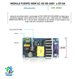 MODULO FUENTE DE VOLTAJE 100W CA-CC / 85-265V A 12V 8A MODULO FUENTE DE VOLTAJE 100W CA-CC / 85-265V A 12V 8A