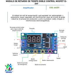 MÓDULO DE RETARDO DE TIEMPO DOBLE CONTROL MOSFET 12 24V MÓDULO DE RETARDO DE TIEMPO DOBLE CONTROL MOSFET 12 24V