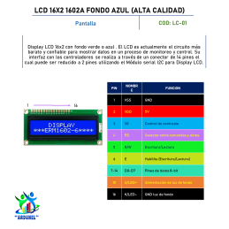 LCD 16X2 1602A FONDO AZUL (ALTA CALIDAD) LCD 16X2 1602A FONDO AZUL (ALTA CALIDAD)