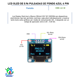 LCD OLED 0.96 PULGADAS I2C FONDO AZUL 4 PIN LCD OLED 0.96 PULGADAS I2C FONDO AZUL 4 PIN