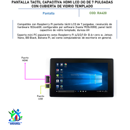 PANTALLA TÁCTIL CAPACITIVA HDMI LCD (H) DE 7 PULGADAS CON CUBIERTA DE VIDRIO TEMPLADO PANTALLA TÁCTIL CAPACITIVA HDMI LCD (H) DE 7 PULGADAS CON CUBIERTA DE VIDRIO TEMPLADO
