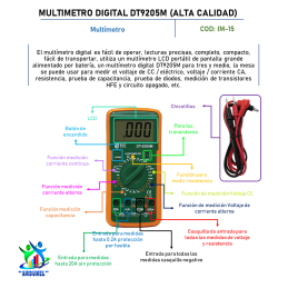 MULTÍMETRO DIGITAL DT9205M (ALTA CALIDAD) MULTÍMETRO DIGITAL DT9205M (ALTA CALIDAD)