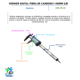 VERNIER DIGITAL FIBRA DE CARBONO 1-150MM S/BATERIA VERNIER DIGITAL FIBRA DE CARBONO 1-150MM S/BATERIA