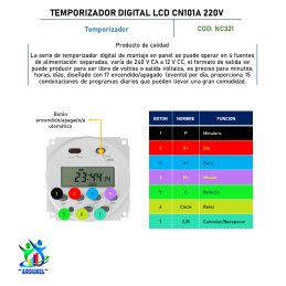 TEMPORIZADOR DIGITAL LCD CN101A 220V TEMPORIZADOR DIGITAL LCD CN101A 220V