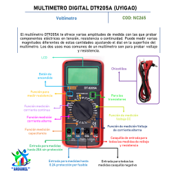 MULTIMETRO DIGITAL DT9205A (UYIGAO) MULTIMETRO DIGITAL DT9205A (UYIGAO)
