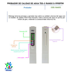 PROBADOR DE CALIDAD DEL AGUA TDS-3 RANGO 0-9990PPM PROBADOR DE CALIDAD DEL AGUA TDS-3 RANGO 0-9990PPM