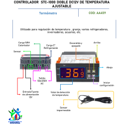 CONTROLADOR STC-1000 DOBLE DC12V DE TEMPERATURA AJUSTABLE CONTROLADOR STC-1000 DOBLE DC12V DE TEMPERATURA AJUSTABLE