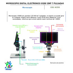 MICROSCOPIO DIGITAL ELECTRONICO G1200 12MP 7 PULGADAS MICROSCOPIO DIGITAL ELECTRONICO G1200 12MP 7 PULGADAS