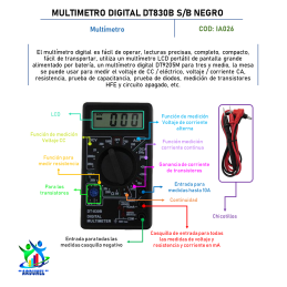 MULTÍMETRO DIGITAL DT830B S/B MULTÍMETRO DIGITAL DT830B S/B