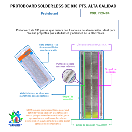 PROTOBOARD SOLDERLESS DE 830 PTS (ALTA CALIDAD) PROTOBOARD SOLDERLESS DE 830 PTS (ALTA CALIDAD)