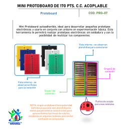 MINI PROTOBOARD DE 170 PTS. C.C. ACOPLABLE MINI PROTOBOARD DE 170 PTS. C.C. ACOPLABLE