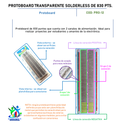 PROTOBOARD TRANSPARENTE SOLDERLESS DE 830 PTS. PROTOBOARD TRANSPARENTE SOLDERLESS DE 830 PTS.
