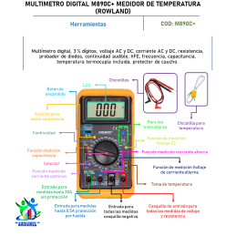 MULTIMETRO DIGITAL M890C+ MEDIDOR DE TEMPERATURA (ROWLAND) MULTIMETRO DIGITAL M890C+ MEDIDOR DE TEMPERATURA (ROWLAND)