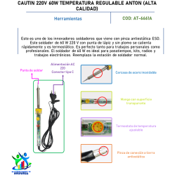 CAUTIN 220V 60W TEMPERATURA REGULABLE ANTON (ALTA CALIDAD) CAUTIN 220V 60W TEMPERATURA REGULABLE ANTON (ALTA CALIDAD)