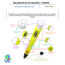 BOLÍGRAFO 3D 12V AMARILLO + FUENTE BOLÍGRAFO 3D 12V AMARILLO + FUENTE