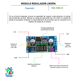 MODULO REGULADOR LM2596 3A CON LED VOLTÍMETRO (ALTA CALIDAD) MODULO REGULADOR LM2596 3A CON LED VOLTÍMETRO (ALTA CALIDAD)