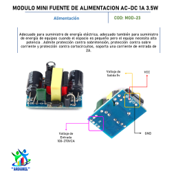 MÓDULO MINI FUENTE DE ALIMENTACIÓN AC-DC 220V A 5V 1A (3.5W) MÓDULO MINI FUENTE DE ALIMENTACIÓN AC-DC 220V A 5V 1A (3.5W)
