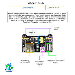 MODULO FUENTE PROTOBOARD MB102 3.3V-5V MODULO FUENTE PROTOBOARD MB102 3.3V-5V
