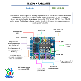 MODULO GRABADOR DE VOZ 1820PY + PARLANTE MODULO GRABADOR DE VOZ 1820PY + PARLANTE
