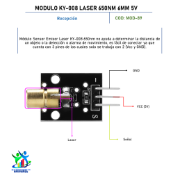 MODULO KY-008 LASER 650NM 6MM 5V MODULO KY-008 LASER 650NM 6MM 5V