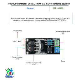 MODULO DIMMER 1 CANAL TRIAC AC 3.3V/5V 50/60HZ 220V/110V MODULO DIMMER 1 CANAL TRIAC AC 3.3V/5V 50/60HZ 220V/110V