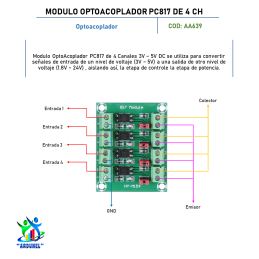 MODULO OPTOACOPLADOR PC817 DE 4 CANALES MODULO OPTOACOPLADOR PC817 DE 4 CANALES