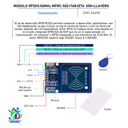 MODULO RFID 13.56MHZ MFRC-522+TARJETA S50+LLAVERO MODULO RFID 13.56MHZ MFRC-522+TARJETA S50+LLAVERO
