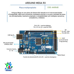 ARDUINO MEGA R3 2560 ORIGINAL (INCLUYE CABLE USB)