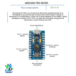 ARDUINO PROMICRO ATMEGA 32U4 5V/16MHZ MICRO USB (CHIP ORIGINAL)